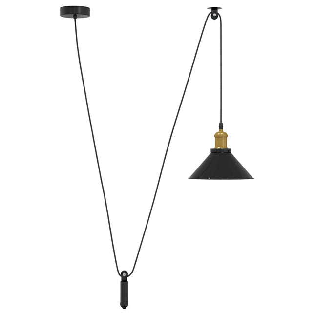 Lampada a Sospensione Regolabile E27 Nero Lucido ÃƒËœ22 cm Metallo