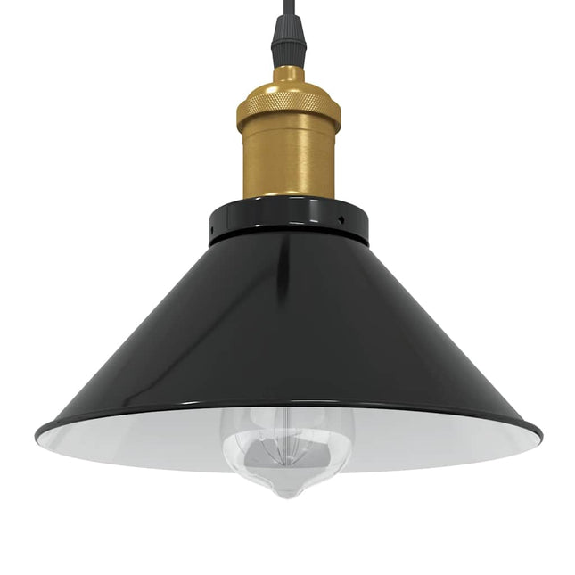 Lampada a Sospensione Regolabile E27 Nero Lucido ÃƒËœ22 cm Metallo