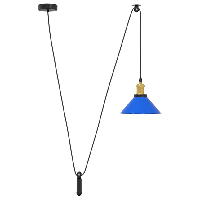 Lampada a Sospensione Regolabile E27 Blu Scuro ÃƒËœ22 cm Metallo