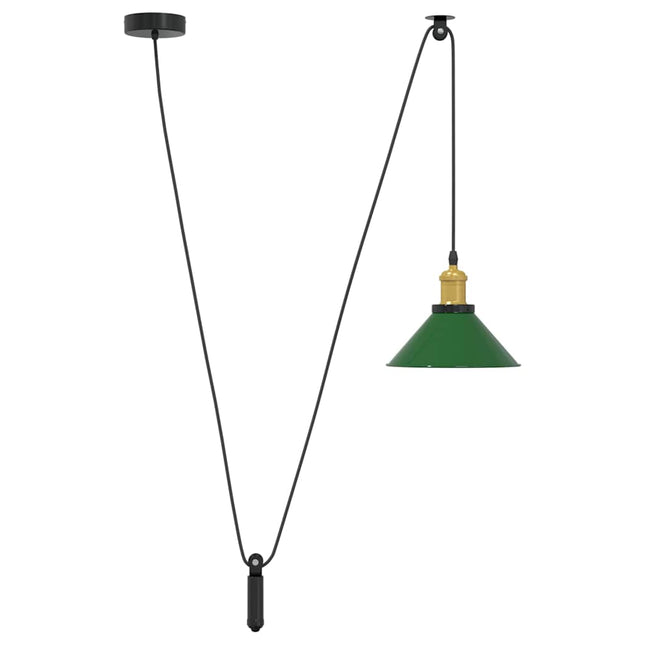 Lampada a Sospensione Regolabile E27 Verde Lucido ÃƒËœ22cm Metallo