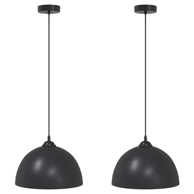 Lampada a Sospensione 2 pz Regolabile E27 Nero ÃƒËœ 30 cm Metallo