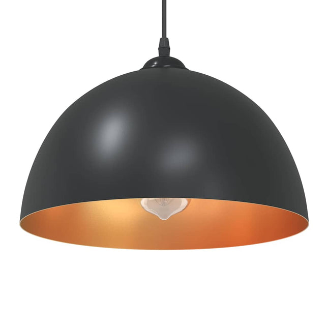Lampada a Sospensione 2 pz Regolabile E27 Nero ÃƒËœ 30 cm Metallo