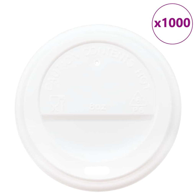 Coperchi Tazze da CaffÃƒÂ¨ Carta ÃƒËœ80mm 8oz 1000 pz Plastica Bianca