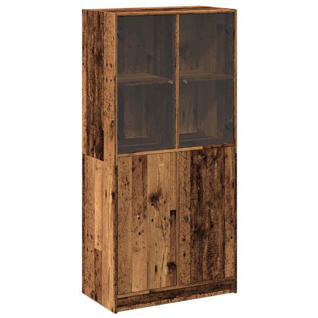 Credenza con Ante Legno Antico 68x37x142cm in Legno Multistrato