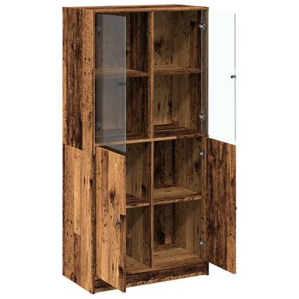 Credenza con Ante Legno Antico 68x37x142cm in Legno Multistrato