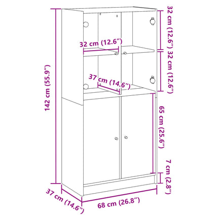 Credenza con Ante Rovere Artigianale 68x37x142 cm Multistrato