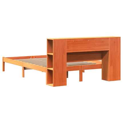 Letto Libreria senza Materasso Marrone Cera 160x200 cm in Pino