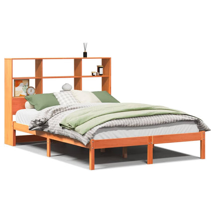 Letto Libreria senza Materasso Marrone Cera 140x190 cm in Pino