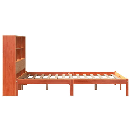 Letto Libreria senza Materasso Marrone Cera 150x200 cm in Pino