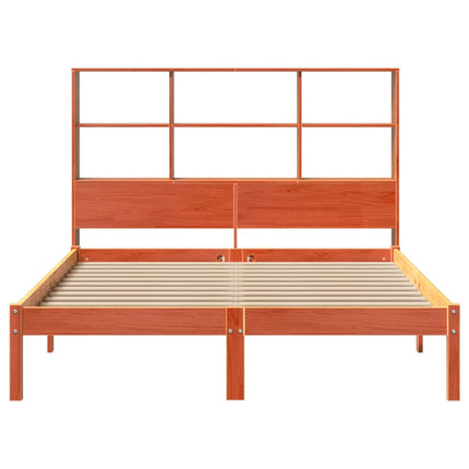 Letto Libreria senza Materasso Marrone Cera 160x200 cm in Pino