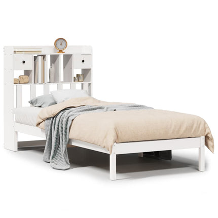 Letto Libreria senza Materasso Bianca 90x200 cm Legno di Pino