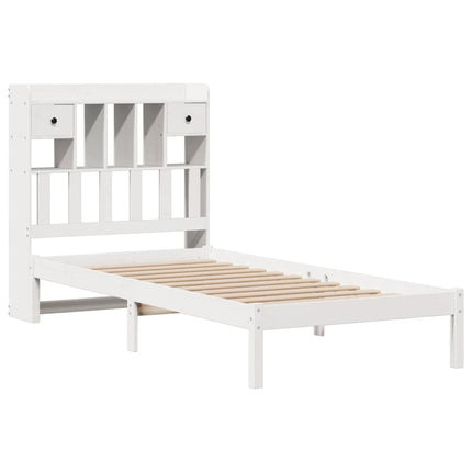 Letto Libreria senza Materasso Bianca 90x200 cm Legno di Pino