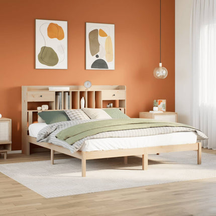 Letto Libreria senza Materasso 200x200 cm in Legno di Pino