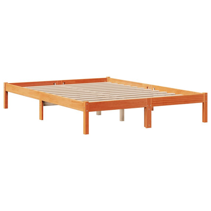 Letto Libreria senza Materasso Marrone Cera 150x200 cm in Pino