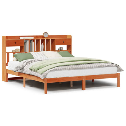 Letto Libreria senza Materasso Marrone Cera 180x200 cm in Pino