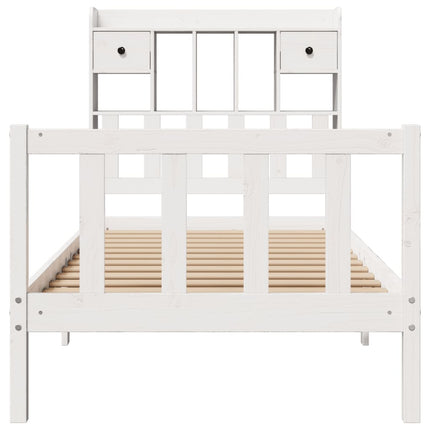 Letto Libreria senza Materasso Bianco 100x200 cm Legno di Pino