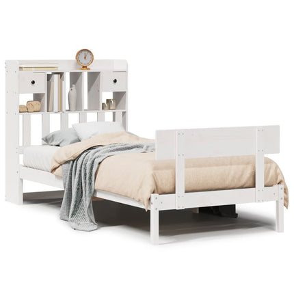 Letto Libreria senza Materasso Bianca 90x200 cm Legno di Pino