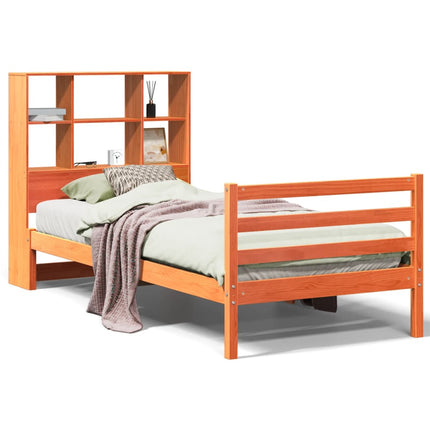 Letto Libreria senza Materasso Marrone Cera 75x190 cm Legno