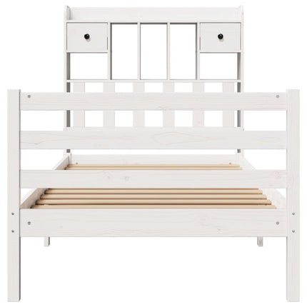 Letto Libreria senza Materasso Bianca 90x200 cm Legno di Pino