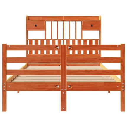 Letto Libreria senza Materasso Marrone Cera 120x190 cm in Pino