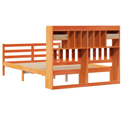 Letto Libreria senza Materasso Marrone Cera 160x200 cm in Pino