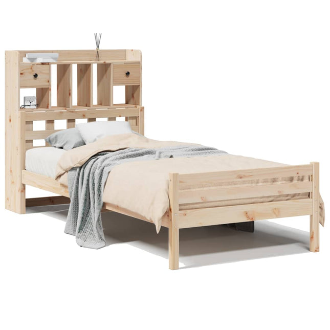 Letto Libreria senza Materasso 90x190 cm Legno Massello Pino