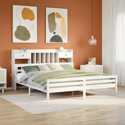 Letto Libreria senza Materasso Bianco 200x200 cm Legno di Pino