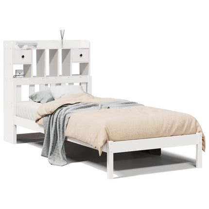Letto Libreria senza Materasso Bianca 90x200 cm Legno di Pino