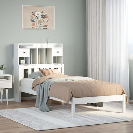 Letto Libreria senza Materasso Bianca 90x200 cm Legno di Pino