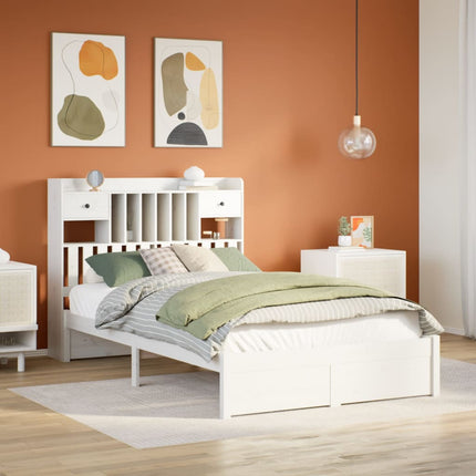 Letto Libreria senza Materasso Bianco 135x190 cm Legno di Pino