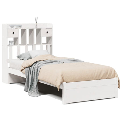 Letto Libreria senza Materasso Bianca 90x200 cm Legno di Pino