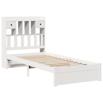 Letto Libreria senza Materasso Bianco 100x200 cm Legno di Pino
