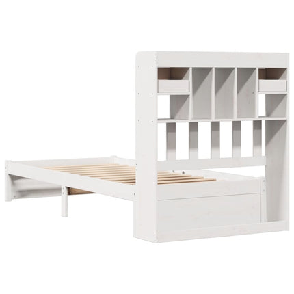 Letto Libreria senza Materasso Bianco 100x200 cm Legno di Pino