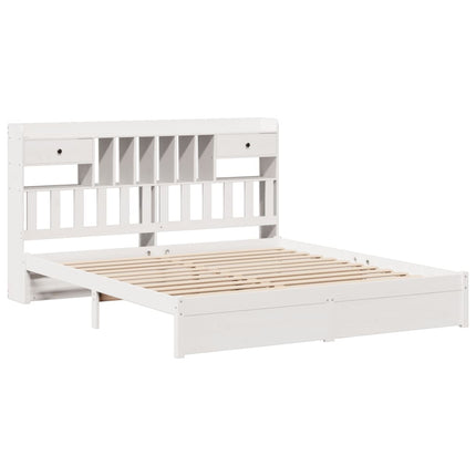 Letto Libreria senza Materasso Bianco 200x200 cm Legno di Pino