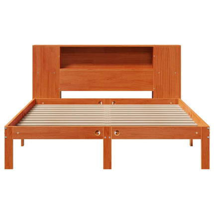 Letto Libreria senza Materasso Marrone Cera 140x190 cm in Pino