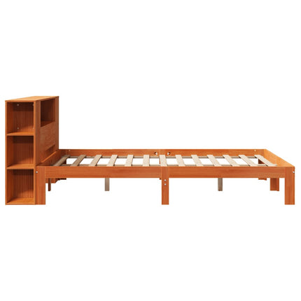Letto Libreria senza Materasso Marrone Cera 140x190 cm in Pino