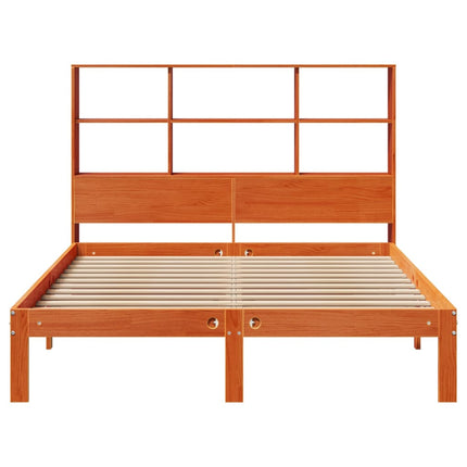 Letto Libreria senza Materasso Marrone Cera 140x190 cm in Pino