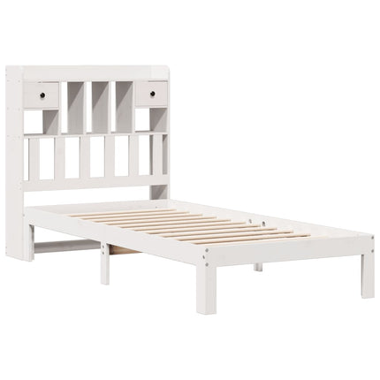 Letto Libreria senza Materasso Bianca 90x200 cm Legno di Pino