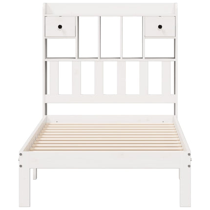 Letto Libreria senza Materasso Bianca 90x200 cm Legno di Pino