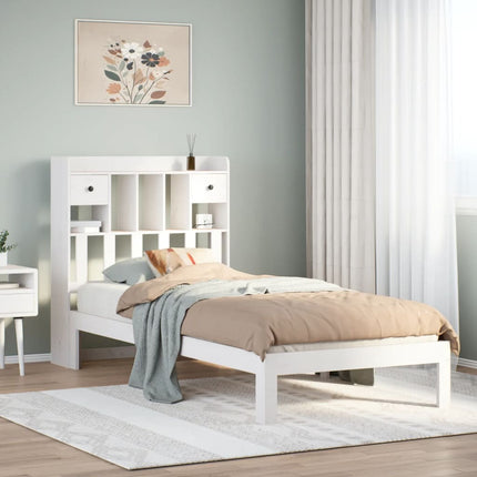 Letto Libreria senza Materasso Bianca 90x200 cm Legno di Pino