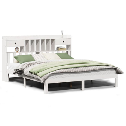 Letto Libreria senza Materasso Bianco 200x200 cm Legno di Pino