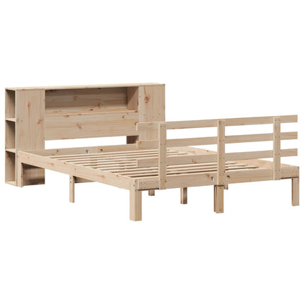 Letto Libreria senza Materasso 140x190 cm in Legno di Pino