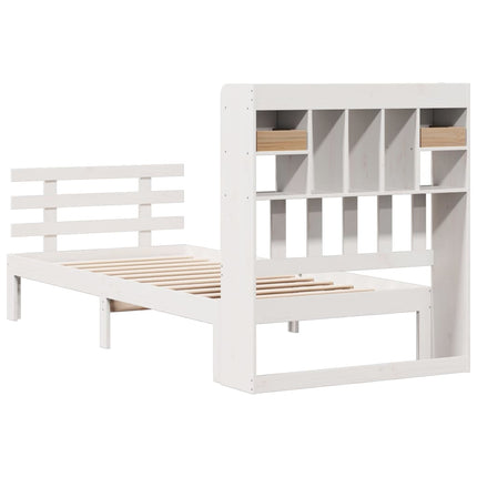 Letto Libreria senza Materasso Bianco 90x190 cm Massello Pino