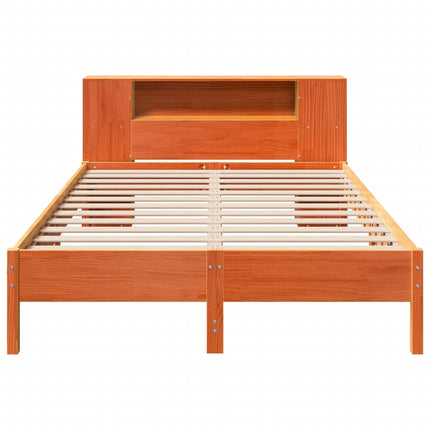 Letto Libreria senza Materasso Marrone Cera 160x200 cm in Pino
