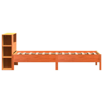 Letto Libreria senza Materasso Marrone Cera 75x190 cm in Pino