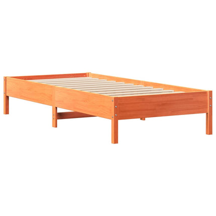 Letto Libreria senza Materasso Marrone Cera 75x190 cm in Pino