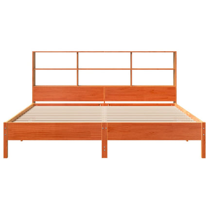 Letto Libreria senza Materasso Marrone Cera 180x200 cm in Pino