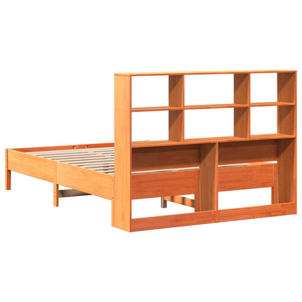 Letto Libreria senza Materasso Marrone Cera 140x200 cm in Pino