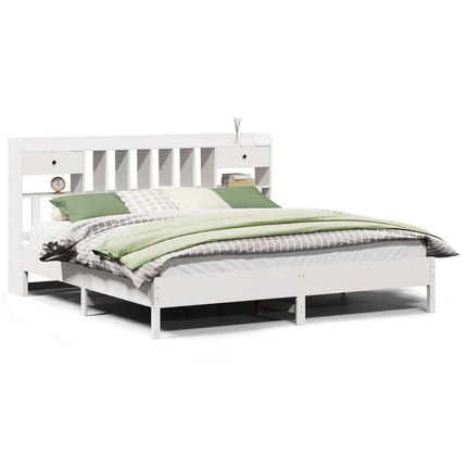 Letto Libreria senza Materasso Bianco 200x200 cm Legno di Pino