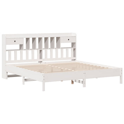 Letto Libreria senza Materasso Bianco 200x200 cm Legno di Pino